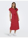 Červené dámské pruhované basic midi šaty ONLY May - Dámské