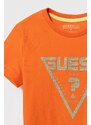 Dětské tričko Guess oranžová barva, s potiskem
