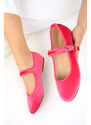 Soho Fuchsia Velvet Women's Flat Shoes 19004
