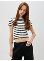 Koton Crop T-Shirt Crew Neck Short Sleeve Viscose Blend.