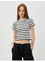 Koton Crop T-Shirt Crew Neck Short Sleeve Viscose Blend.