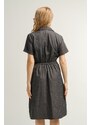 armonika Women's Anthracite Short Dress With Elastic Waist.