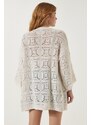 Happiness İstanbul Women's Cream Openwork Seasonal Knitwear Cardigan