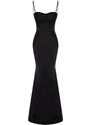 Trendyol Black Body-fitting Woven Corset Detailed Satin Long Evening Evening Dress