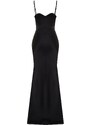 Trendyol Black Body-fitting Woven Corset Detailed Satin Long Evening Evening Dress