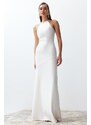 Trendyol Bridal White Woven Shiny Jewelled Long Wedding/Wedding Night Evening Dress