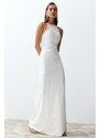 Trendyol Bridal White Woven Shiny Jewelled Long Wedding/Wedding Night Evening Dress