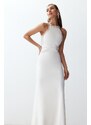Trendyol Bridal White Woven Shiny Jewelled Long Wedding/Wedding Night Evening Dress