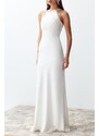 Trendyol Bridal White Woven Shiny Jewelled Long Wedding/Wedding Night Evening Dress