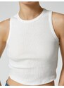 Koton Basic Crop Undershirt Crew Neck Ribbed Cotton