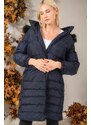 Z6740 DEWBERRY WOMEN'S COAT-PLAIN NAVY BLUE