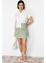 Trendyol Mint Premium Quality Pocket Detailed Mini Length Woven Skirt