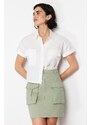 Trendyol Mint Premium Quality Pocket Detailed Mini Length Woven Skirt