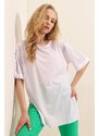 Bigdart 4123 Oversized T-Shirt with a slit - White