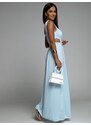 FASARDI Maxi modré šaty s průstřihy