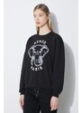 Bavlněná mikina Kenzo Regular Fit Sweatshirt dámská, černá barva, s aplikací, FD62SW0934MF.99J