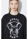 Bavlněná mikina Kenzo Regular Fit Sweatshirt dámská, černá barva, s aplikací, FD62SW0934MF.99J