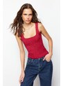 Trendyol Red Basic Square Neck Knitwear Blouse