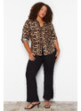 Trendyol Curve Multi-Colored Leopard Print Large Size Shirt