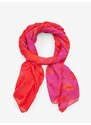 Červeno-růžový dámský květovaný šátek Desigual Altura - Dámské