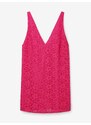 Tmavě růžové dámské krajkové šaty Desigual Lace - Dámské