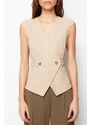 Trendyol Mink Woven Bone Button Detail Double Breasted Woven Blouse