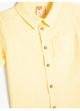 Koton Linen Blend Shirt with Short Sleeves, One Pocket Detailed.