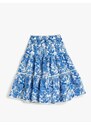 Koton Floral Midi Skirt with Elastic Waist, Cotton