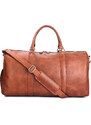 Jaipurleathers cestovní kožená taška Harry, hnědá 34 l