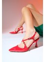 LuviShoes COJE Red Patent Leather Women's Pointed Toe Thin Heel Shoes