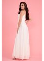 Carmen Ecru Chiffon Strappy Collar Stone Long Wedding Dress