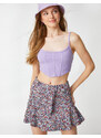 Koton Floral Shorts Skirt with Mini Belt Ruffled Waist.