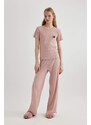 DEFACTO Fall in Love Regular Fit 2 Piece Ribbed Pajama Set