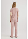 DEFACTO Fall in Love Regular Fit 2 Piece Ribbed Pajama Set