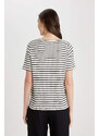 DEFACTO Regular Fit Crew Neck Striped Short Sleeve T-Shirt