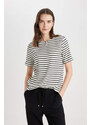 DEFACTO Regular Fit Crew Neck Striped Short Sleeve T-Shirt