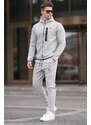 Madmext Gray Printed Regular Fit Men's Tracksuit Set