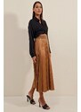 Bigdart 1894 Leather Look Pleated Skirt - Tan