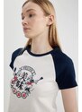 DEFACTO Slim Fit Mickey & Minnie Licensed Printed Camisole Short Sleeve T-Shirt