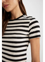 DEFACTO Slim Fit Crew Neck Striped Short Sleeve T-Shirt