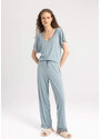 DEFACTO Fall in Love Regular Fit Short Sleeve 2 Piece Pajama Set