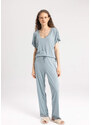 DEFACTO Fall in Love Regular Fit Short Sleeve 2 Piece Pajama Set