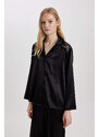 DEFACTO Fall in Love Regular Fit Pajama Collar Satin Casual Top