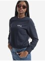 Bavlněná mikina A.P.C. Sweat Shelley COETM-F27693 DARK NAVY dámská, tmavomodrá barva, s potiskem