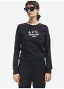 Bavlněná mikina A.P.C. Sweat Tina COEZD-F27561 MARINE dámská, černá barva, s aplikací