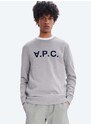 Bavlněná mikina A.P.C. Sweat Vpc COECQ-H27378 BLACK pánská, šedá barva, s aplikací