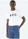 Bavlněné tričko A.P.C. Vpc Blanc bílá barva, s potiskem, COBQX.H26586-DARKNAVY