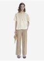 Plátěné kalhoty A.P.C. Pantalon Carlota béžová barva, jednoduché, medium waist, LIAEO-F08426 BEIGE