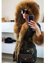 Fashionweek Zimní Exkluzivní maskáčová bundička parka s kožíškem JENOT F1741