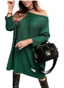Fashionweek Dámský svetr oversize měkký volný svetr pletená tunika sveterové šaty MDK52